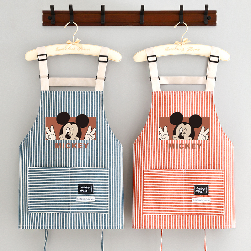 棉麻透气围裙双肩可调家用厨房做饭围腰餐饮摆摊花店上班定制印字