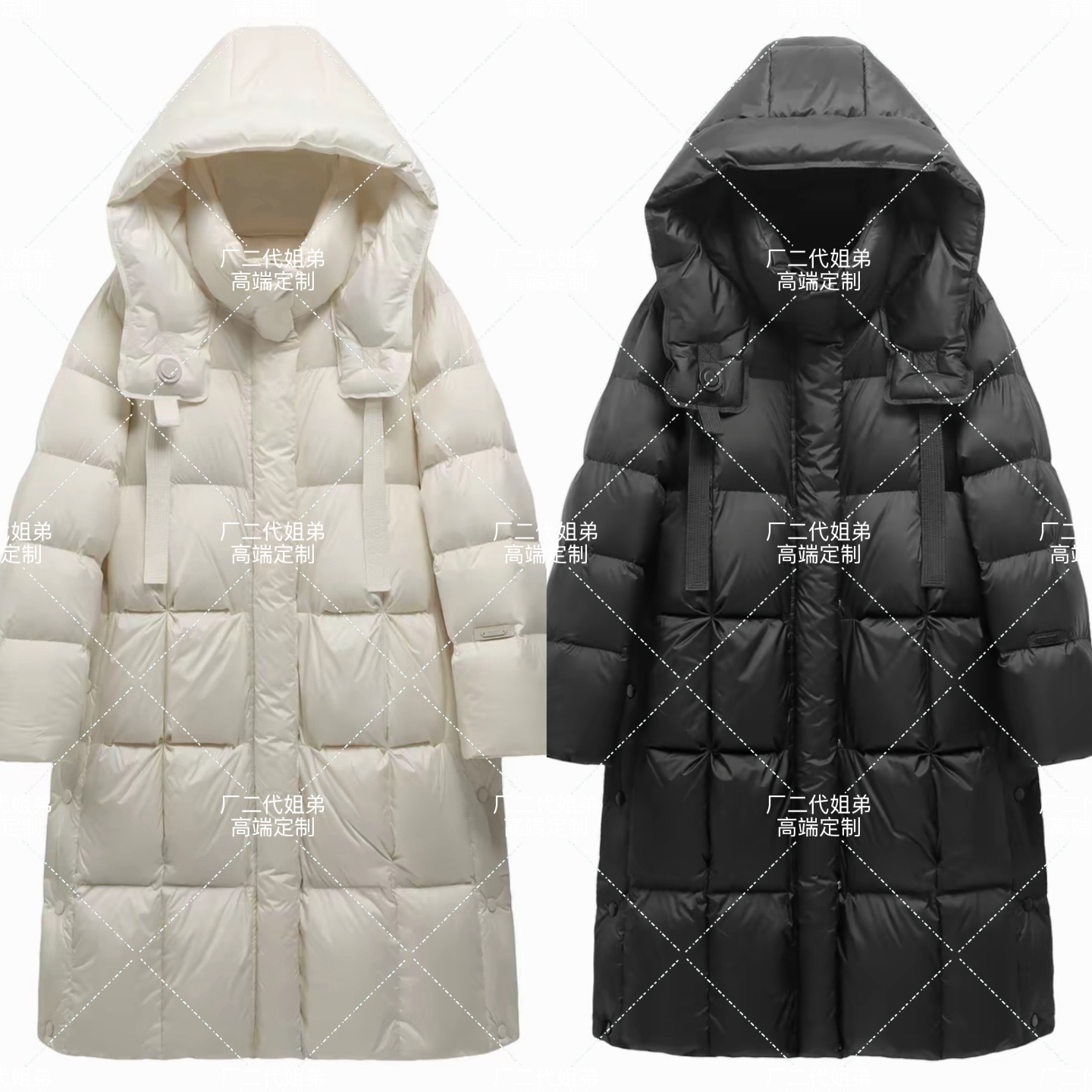 【云感泡芙2.0鹅绒】90鹅绒服高端过膝加厚连帽飘带鹅绒服8216