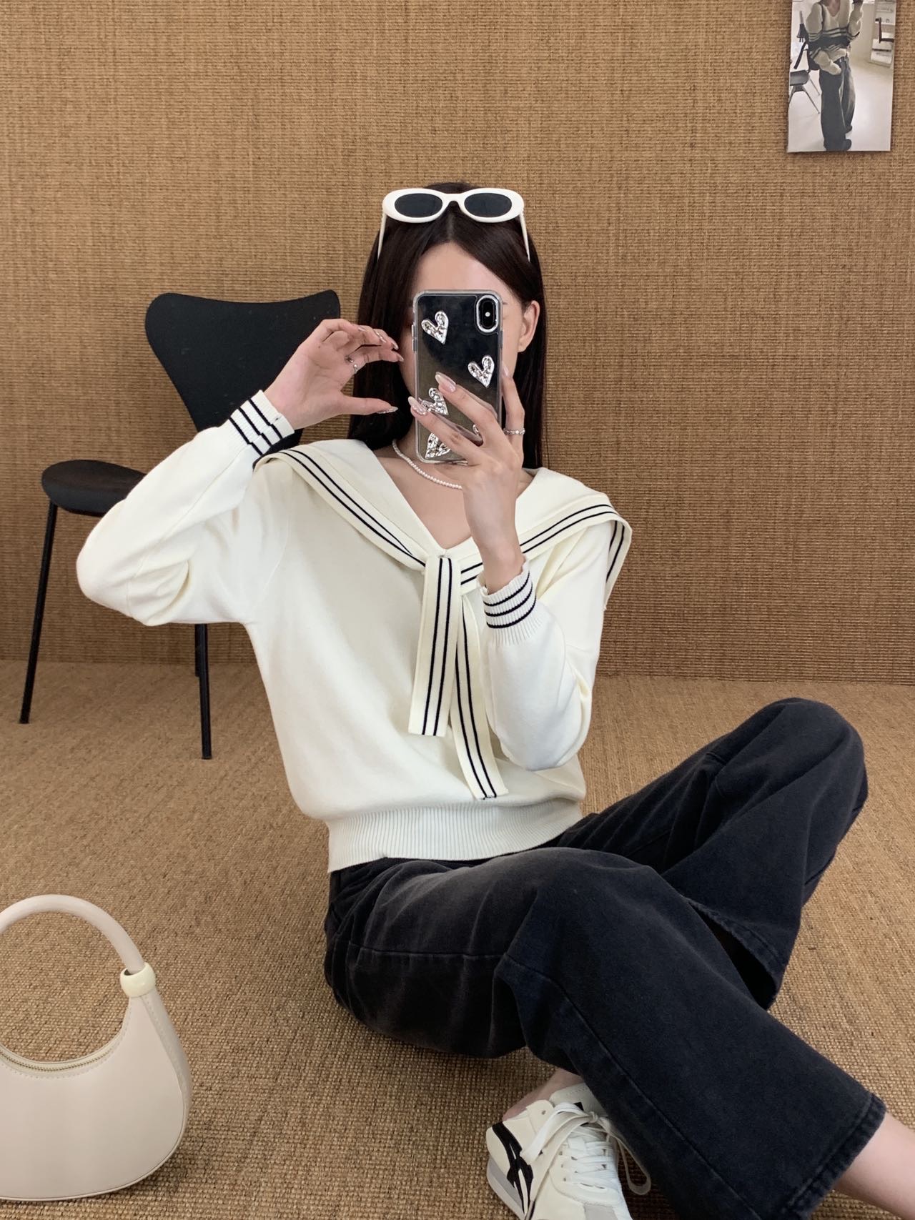 2025秋季新款海军领长袖针织衫减龄百搭学院风宽松短款上衣J2-16