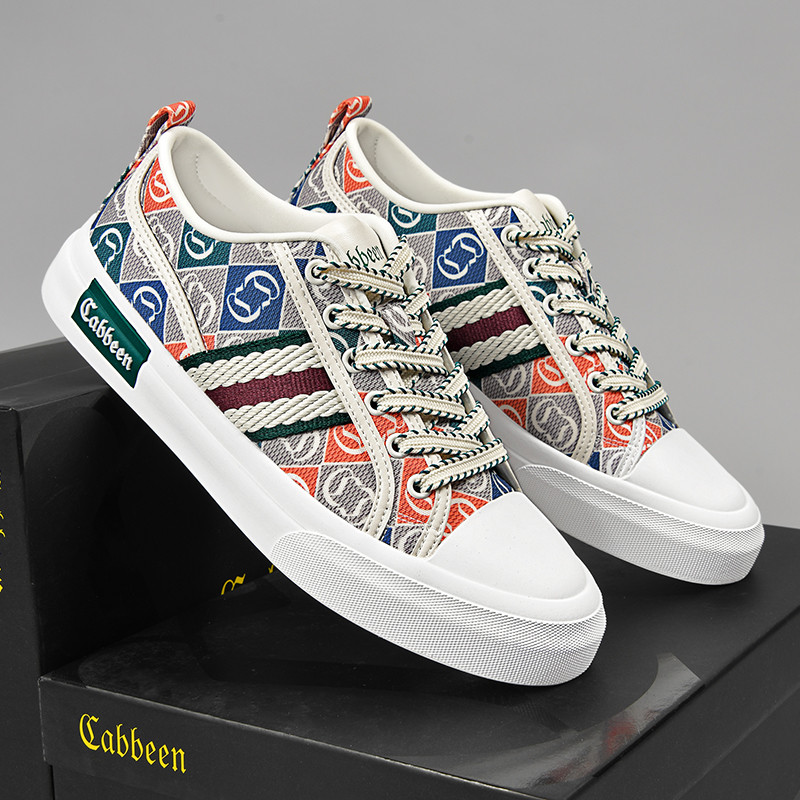 卡宾帆布鞋男款板鞋秋季透气鞋子男2025新款爆款男鞋男式休闲鞋子