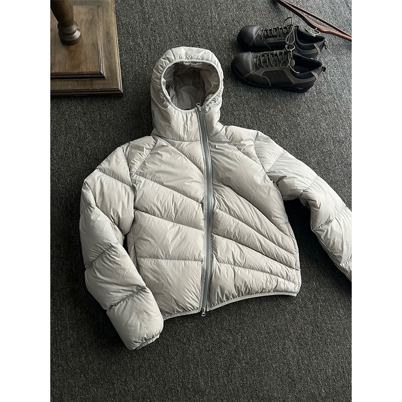 cleanfit轻薄排骨款棉衣男款冬季斜拉链连帽棉服外套加厚防寒棉袄