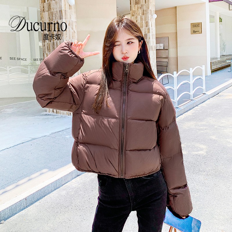 女装短款羽绒服女款冬季2026新款小个子白鸭绒美式面包服保暖外套