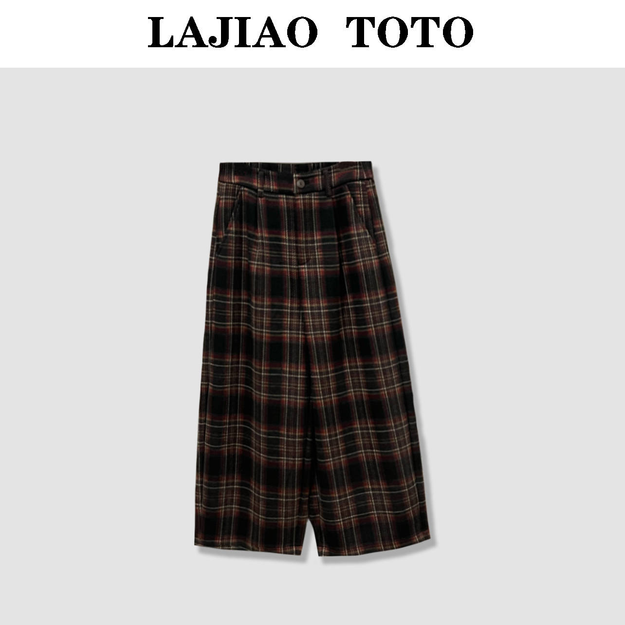 辣椒姐【红格裤】户外绒感宽松透气舒适时尚春秋季女士休闲裤#8501