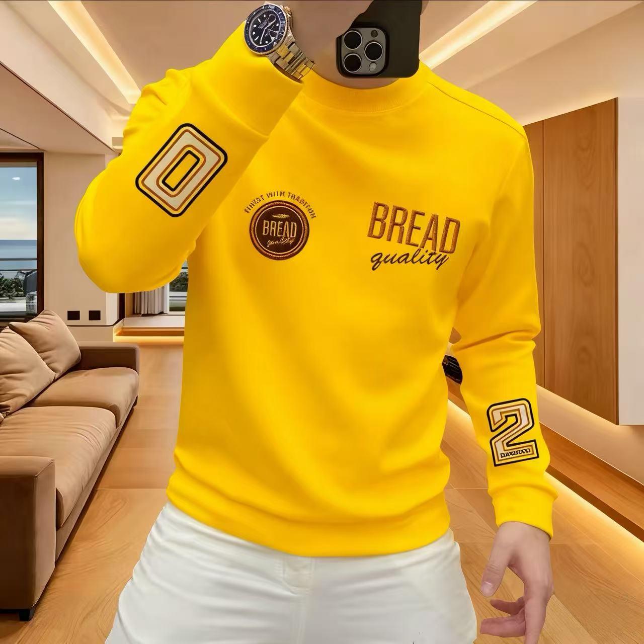 秋季2025新款圆领卫衣长袖男士外套潮牌男生美式加绒打底上衣服