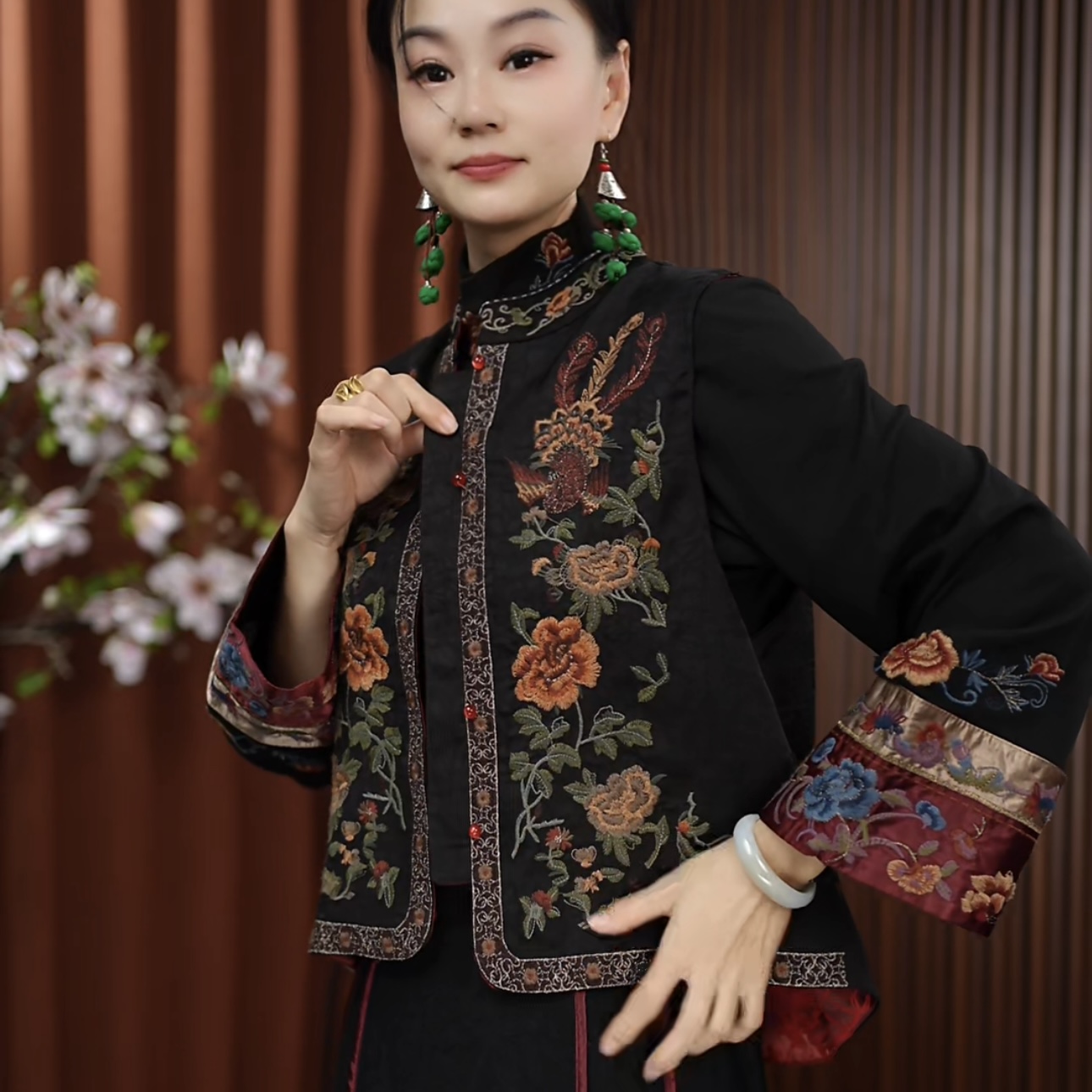 [花想容]双面双穿新中式国风重工刺绣无袖坎肩马甲