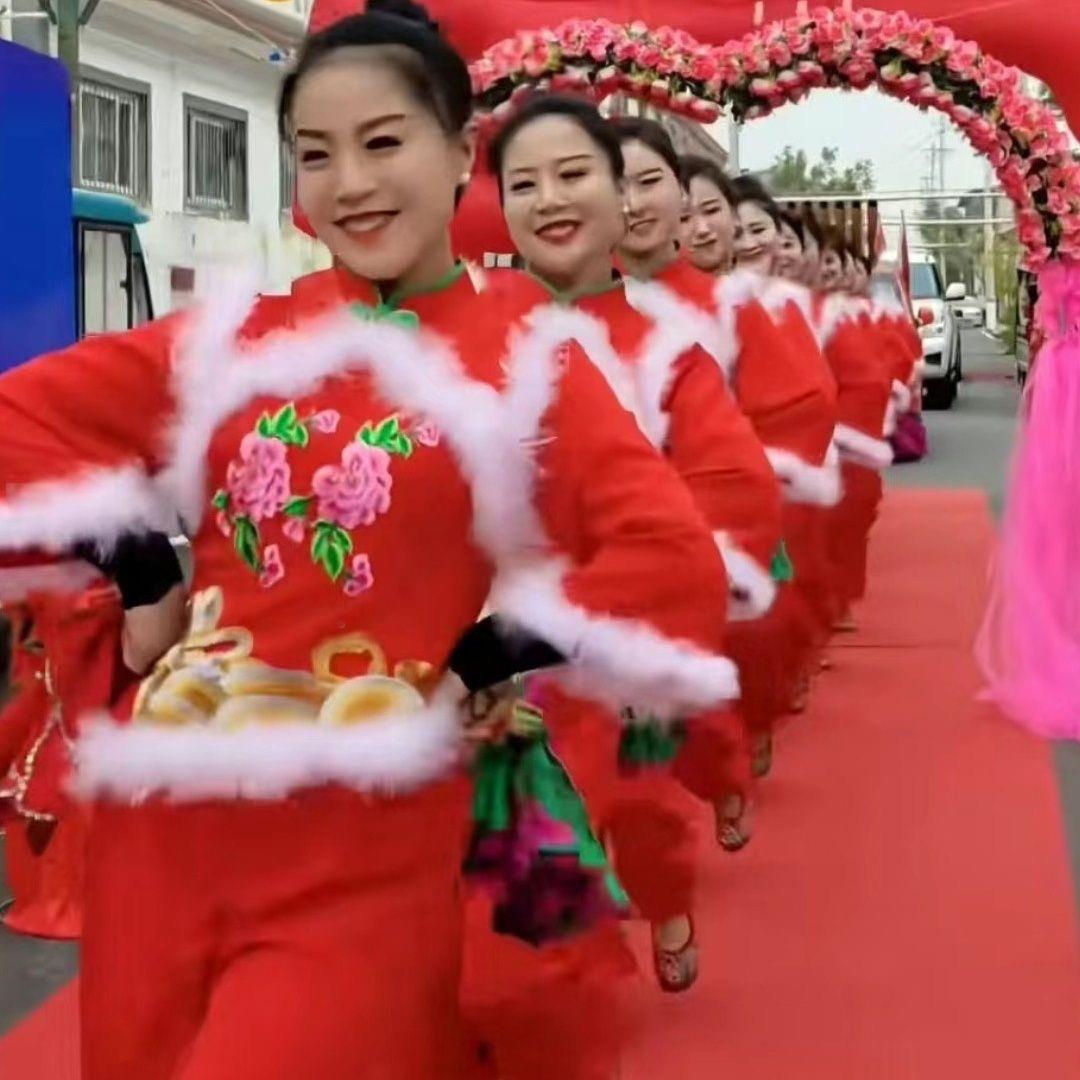 曲沟辣妈新款秧歌服小莹同款扇子舞秋冬广场舞灯笼舞成人演出服装