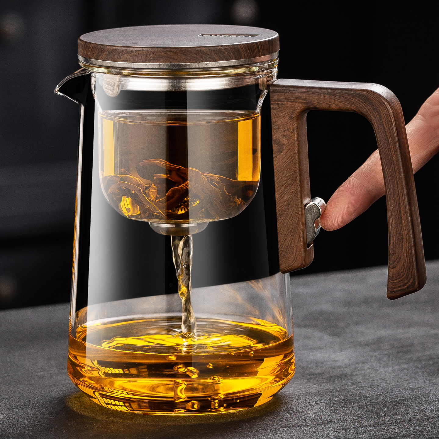 玻璃泡茶壶2025新款全玻璃内胆茶水分离杯磁吸飘逸杯办公室冲茶器