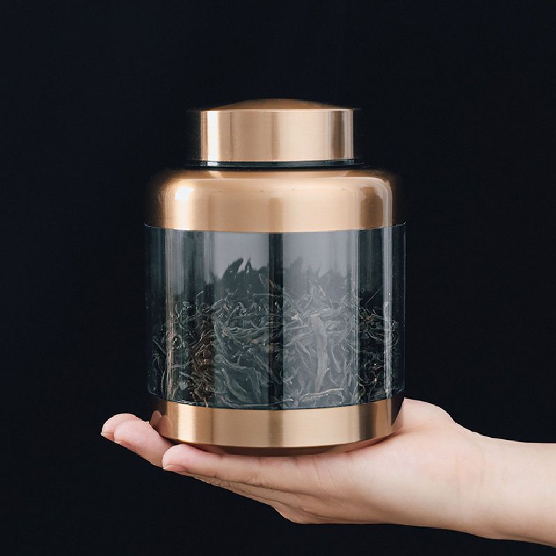 创意茶叶罐可视PC储物罐透明不锈钢密封罐陈皮枸杞菊花茶瓶大小号