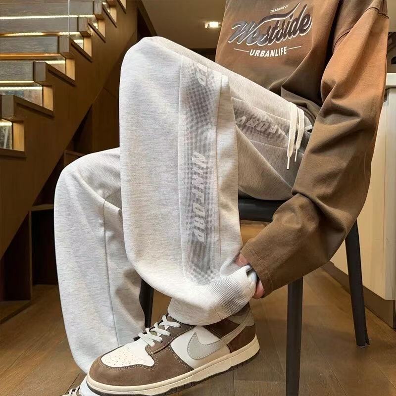 美式高街直筒阔腿裤子男款春夏季潮牌痞帅运动卫裤青少年休闲长裤