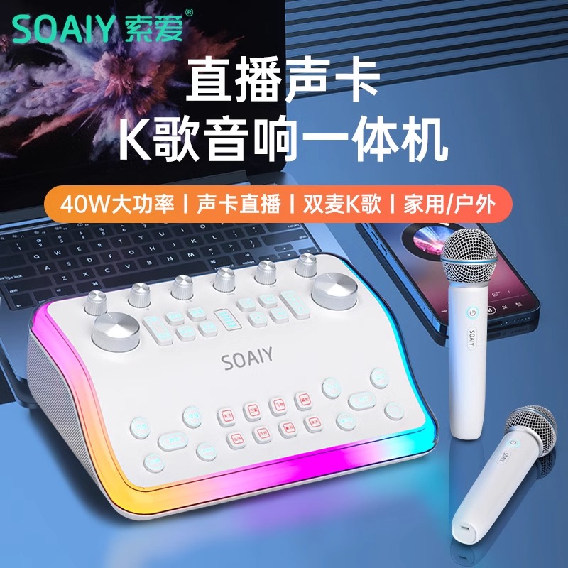 索爱SG60声卡音响一体机唱歌直播专用设备全套麦克风话筒手机2025