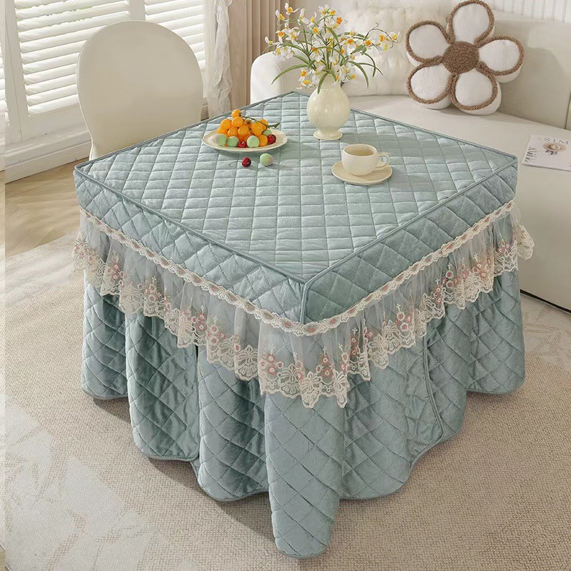 加厚电炉罩茶几罩双面荷兰绒烤火被桌布新款电取暖炉罩套裙长方形