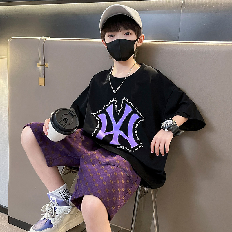 男童套装夏季薄款潮流帅气2025中大童休闲韩版两件套儿童时尚夏款