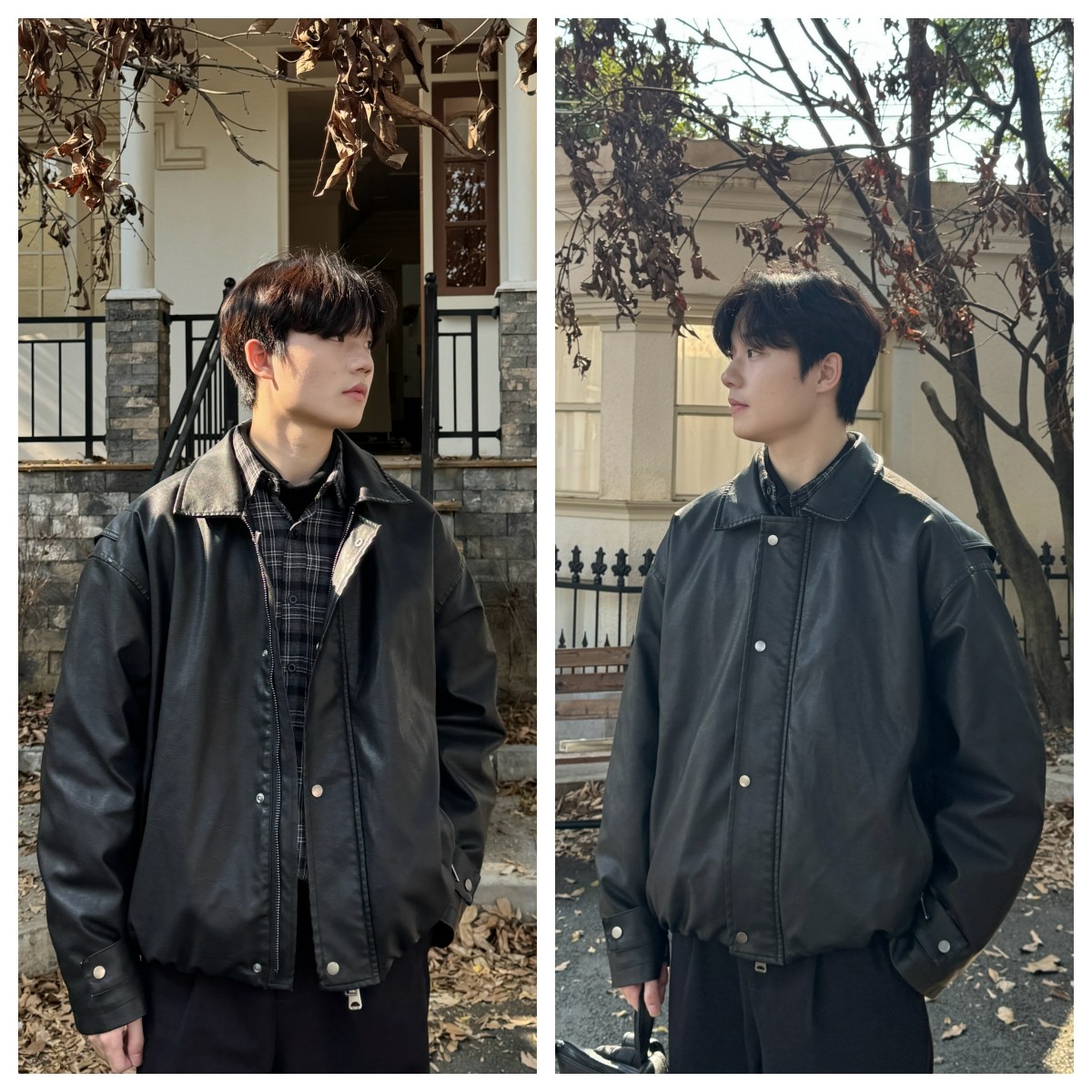 苏大恒秋冬韩系ins90白鸭绒男士机车风痞帅皮衣夹克羽绒服外套