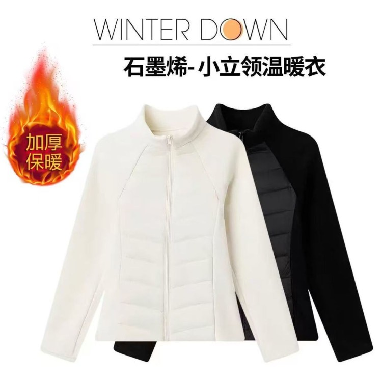 新款加厚保暖棉服女士运动立领拼接轻薄修身瑜伽衣户外防风外套XF