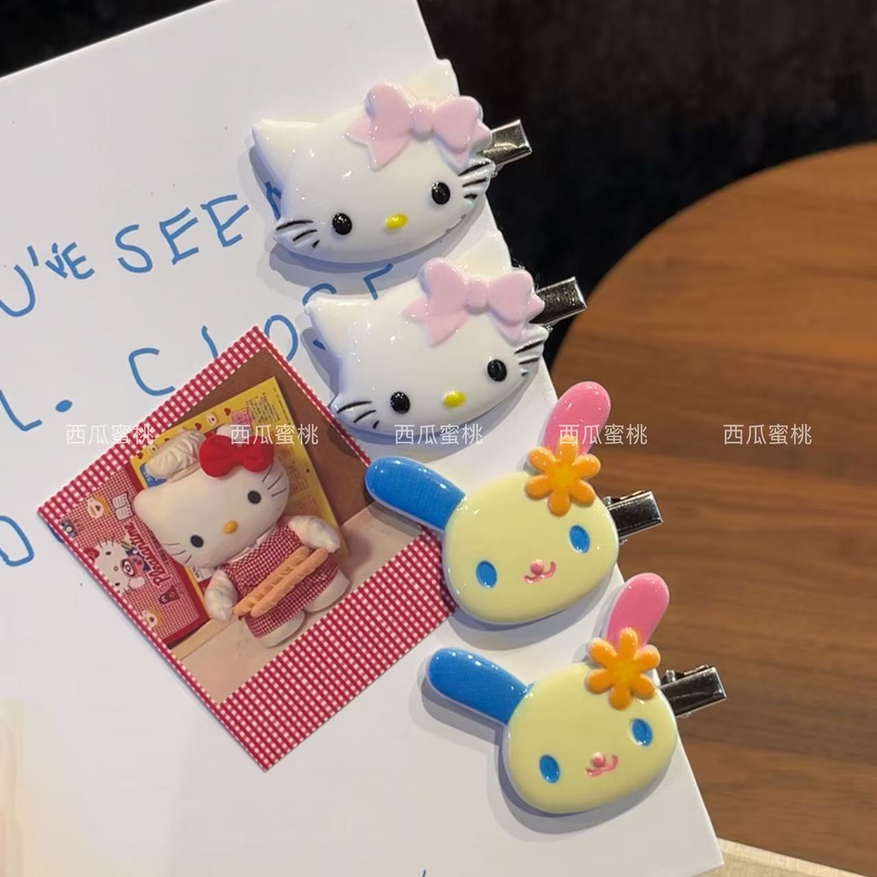 新款可爱卡通俏咪无痕发夹花小兔侧边刘海夹发卡甜美发饰女