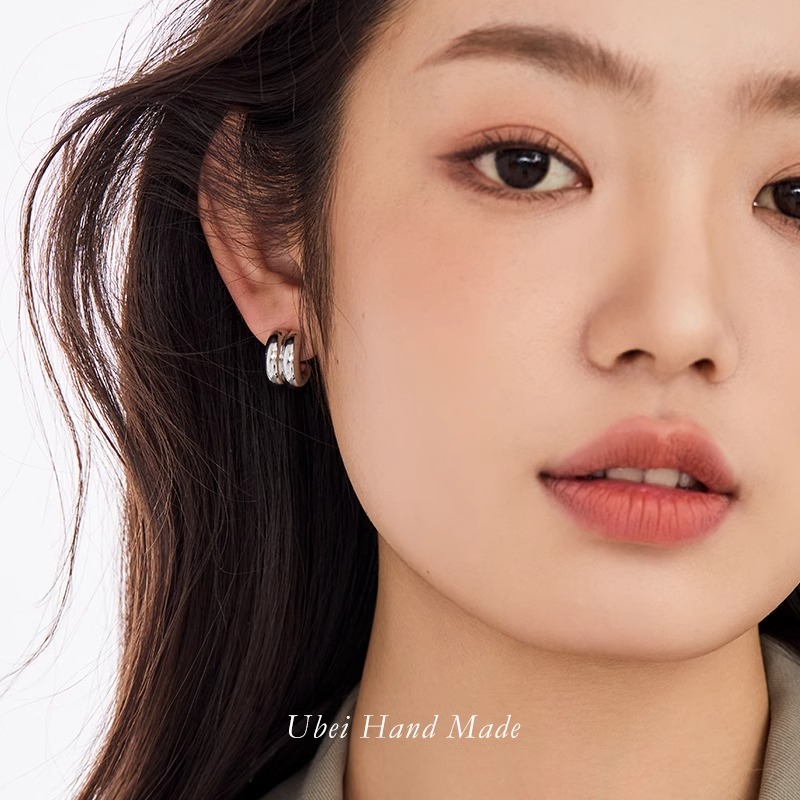 铜合金耳饰 法式复古金属银色气质耳环简约高级感轻奢小众设计感
