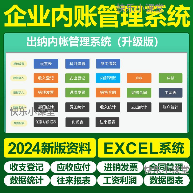 2025新公司财务出纳内账管理excel表格系统部门收支往来报表统计