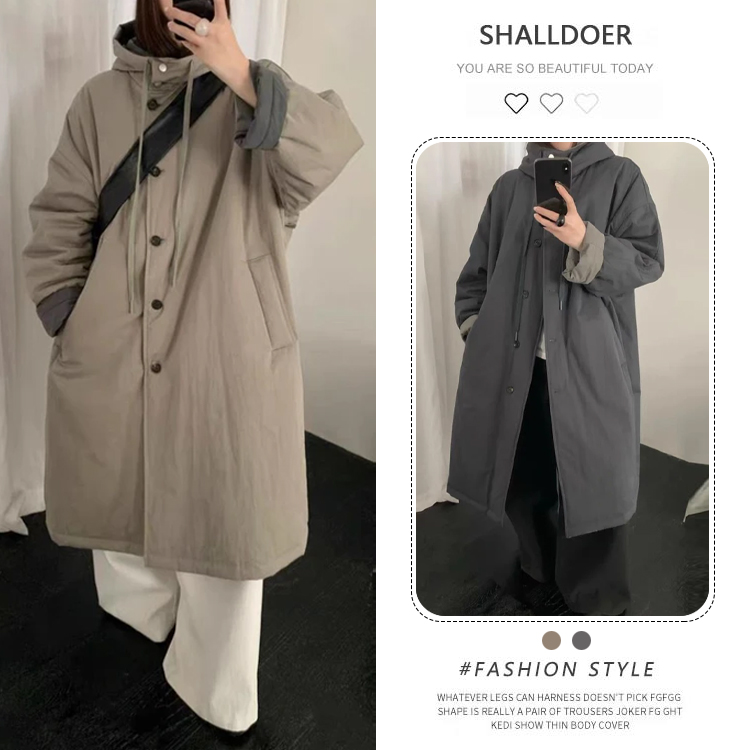 2026新款小众洋气连帽拼接纯色长袖棉服女时尚潮流减龄气质显瘦衣