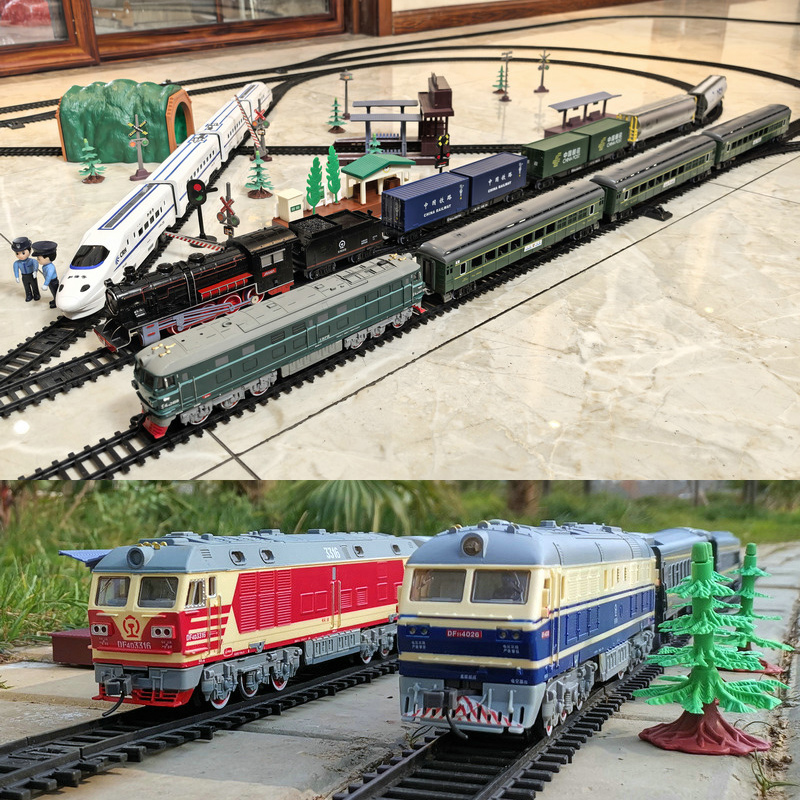 仿真火车模型电动玩具高铁动车古典东风4B绿皮内燃机车轨道套装
