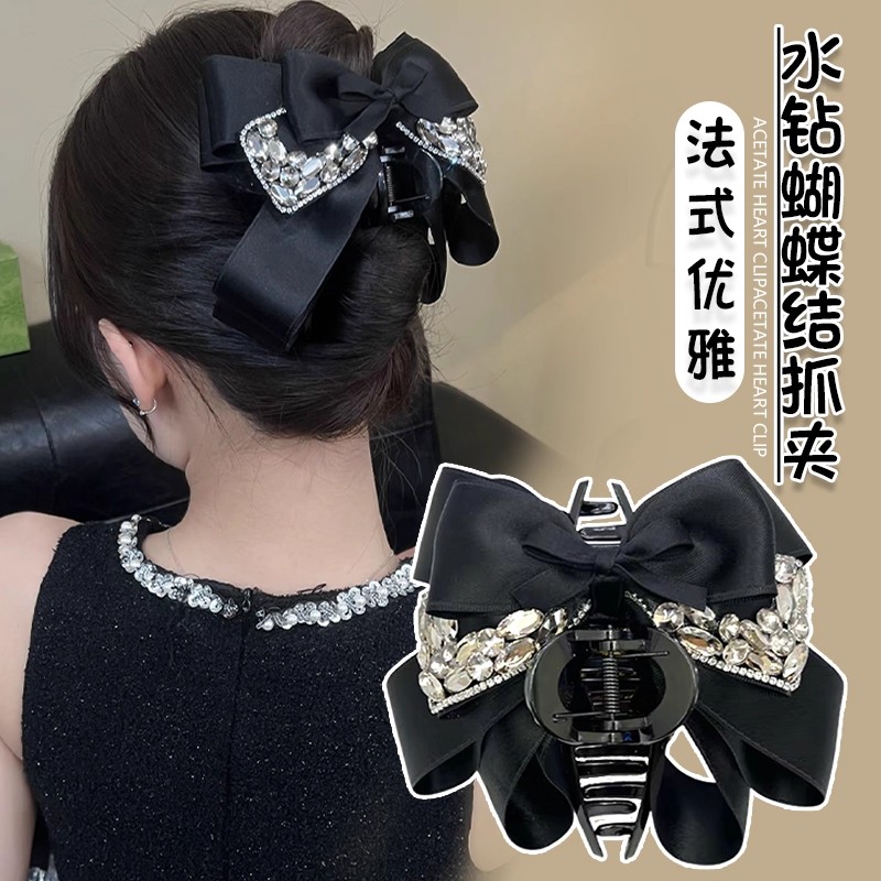 韩国东大门轻奢多层蝴蝶结重工闪钻抓夹女时尚小众后脑勺鲨鱼夹