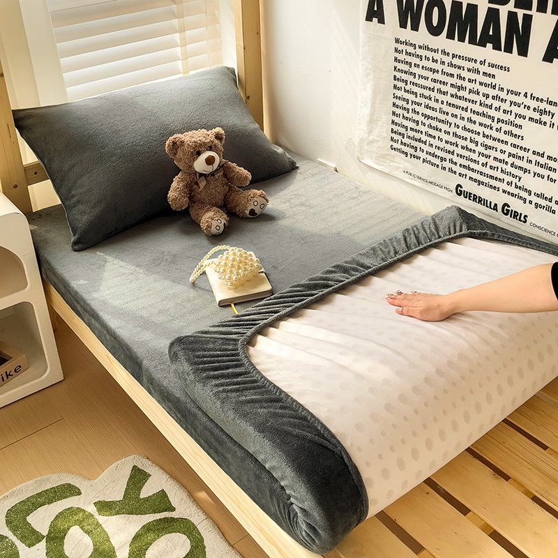 床笠床垫保护罩加绒加厚床单冬季家纺牛奶绒单件学生宿舍90*2.0米