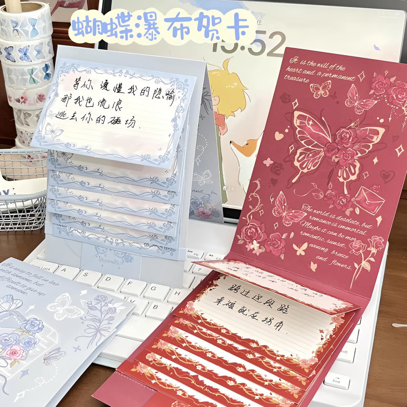 玫瑰蝴蝶瀑布贺卡DIY材料520自制情人节闺蜜生日礼物七夕惊喜贺卡