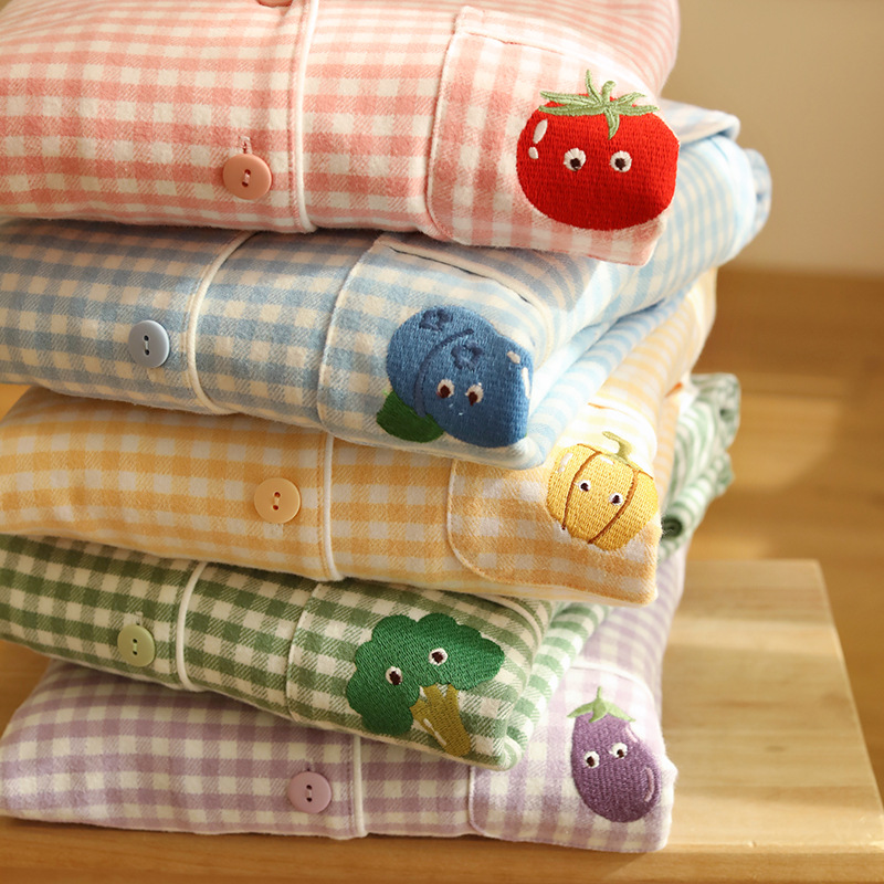 薄款加绒韩版秋冬睡衣秋加厚棉磨毛绒布女士简约格纹家居服套装