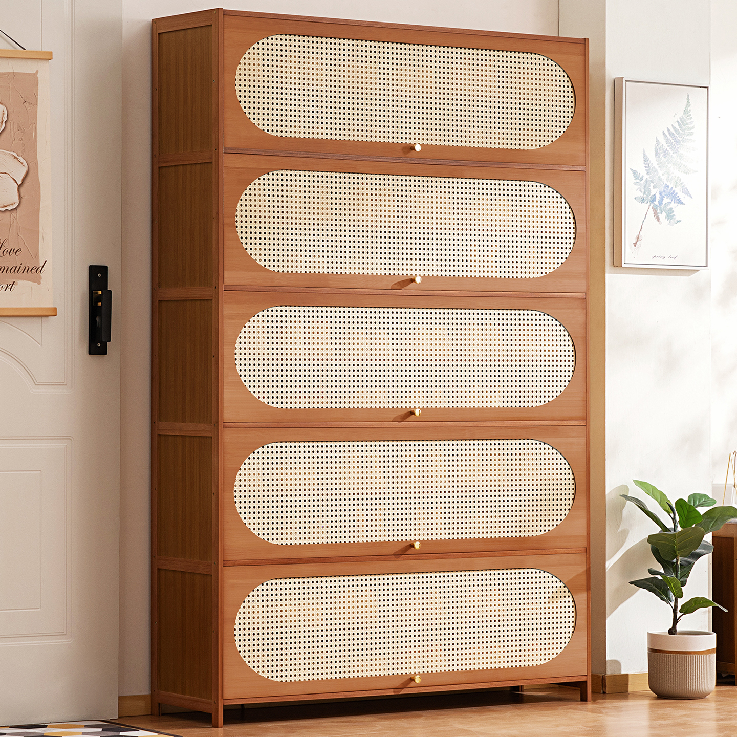 鞋架子多层家用门口入户鞋柜出租房简易室内收纳带门防尘好看置物