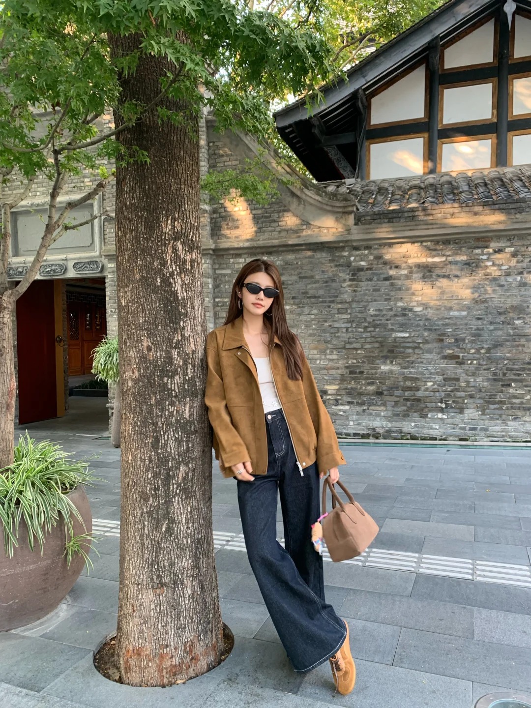 咖色美拉德麂皮绒外套女2025秋冬新款小个子美式复古拉链翻领夹克