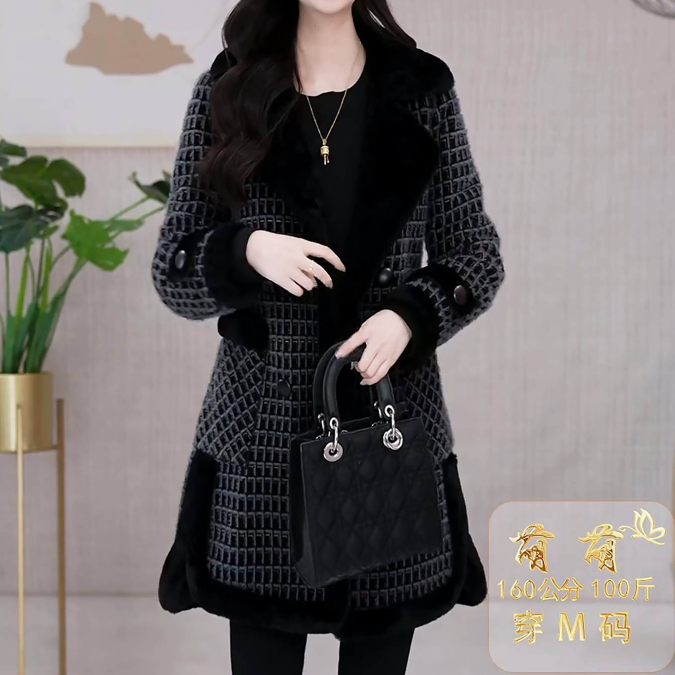 格纹毛呢外套2025秋冬新款修身气质洋气双面双穿呢子大衣女士外套