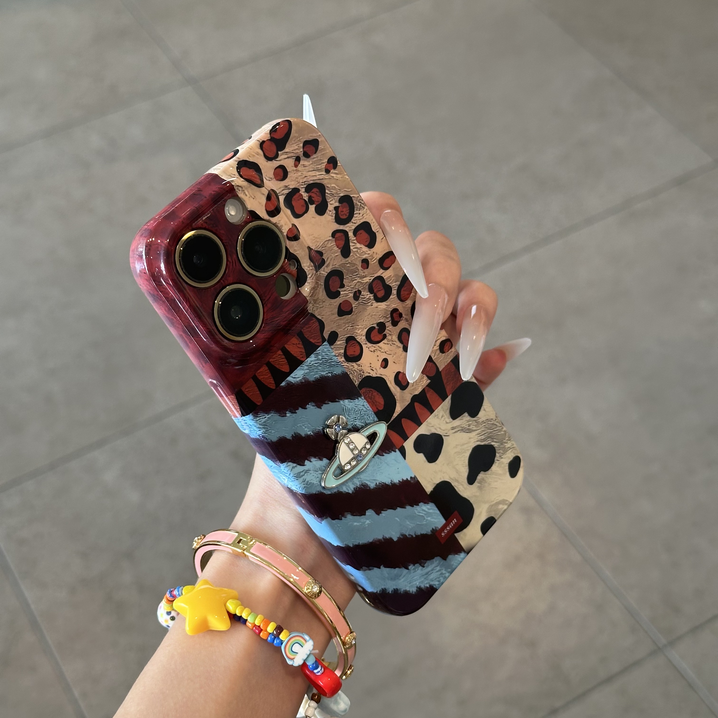 欧克里里豹纹拼接立体星球适用苹果17菲林手机壳华为vivo小米oppo