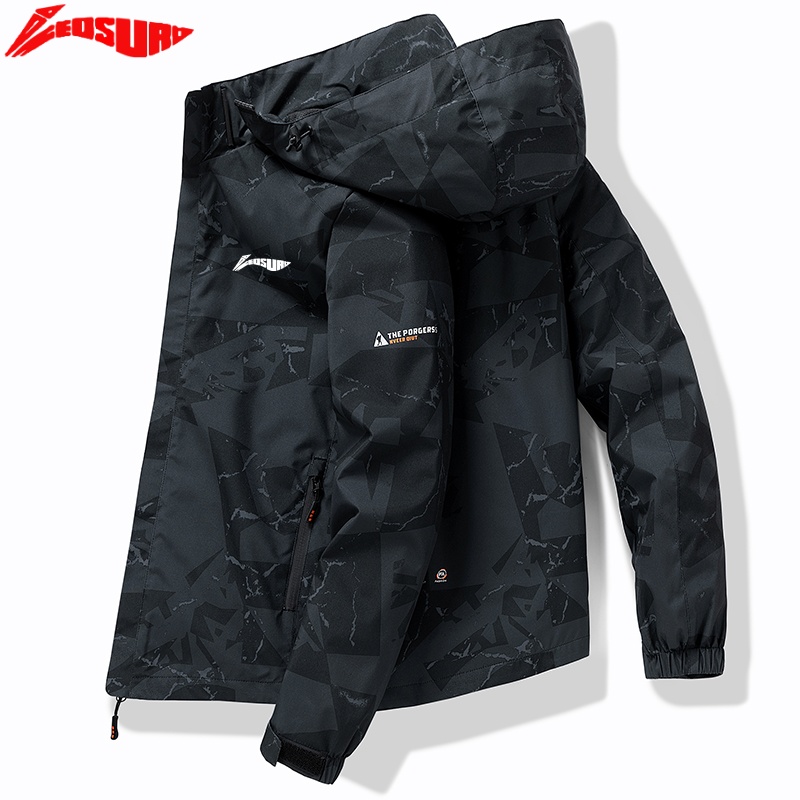 国货李寕防风连帽夹克男士秋冬迷彩冲锋衣外套迷彩潮流大码