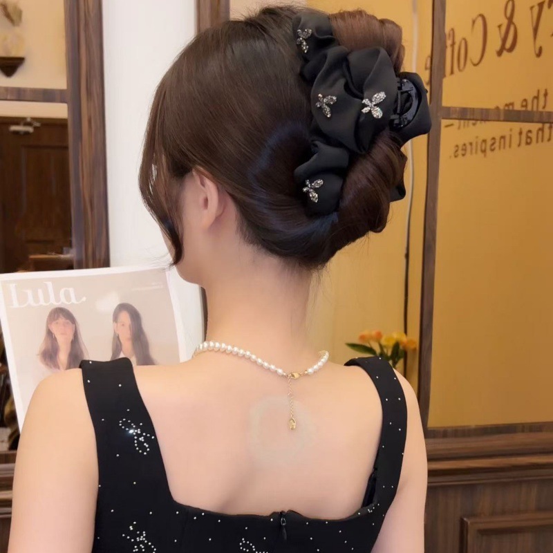 气质褶皱蝴蝶抓夹高级感优雅后脑勺马抓夹日常百搭发饰