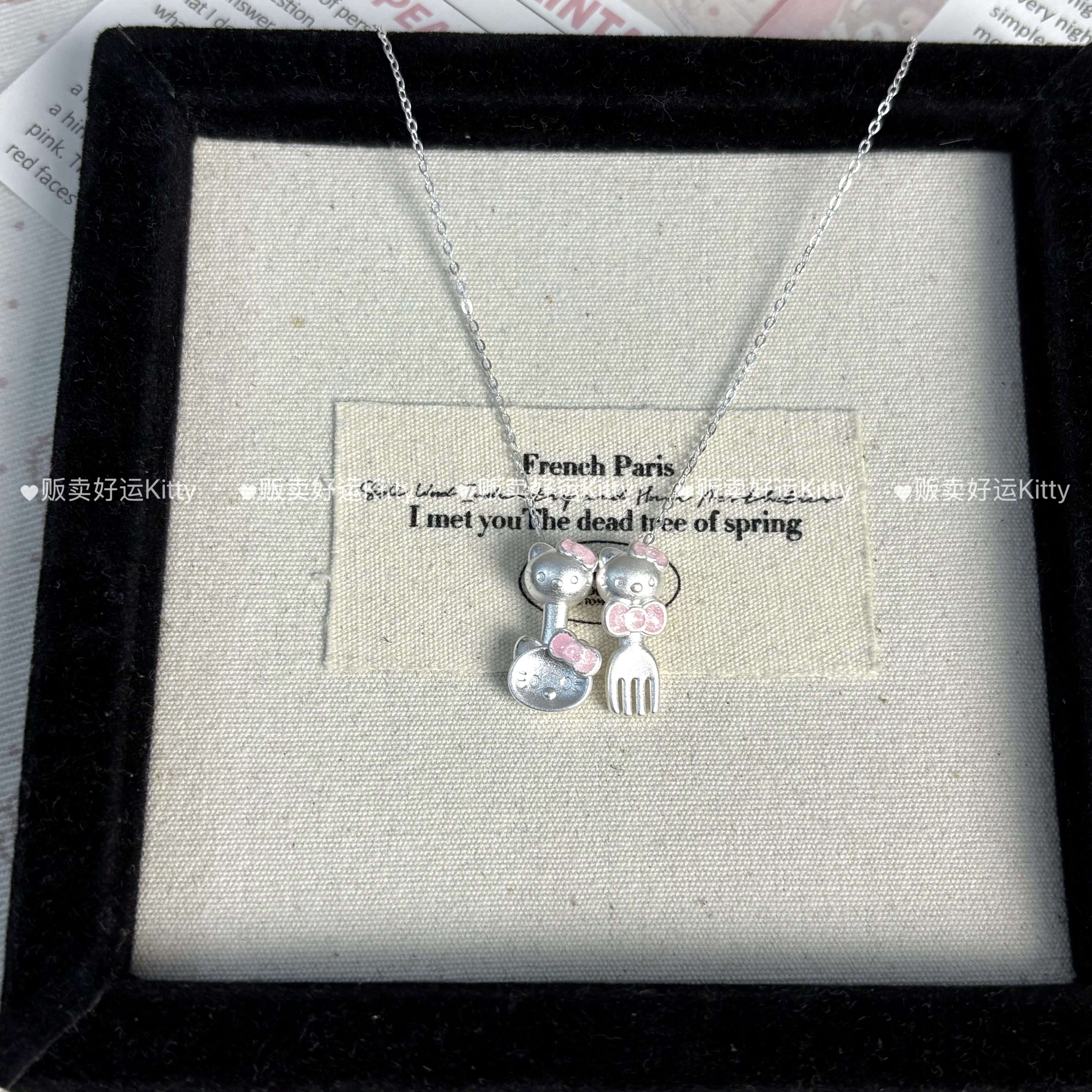 坠链均足银 纯银足银999Kitty多巴胺小众项链吊坠