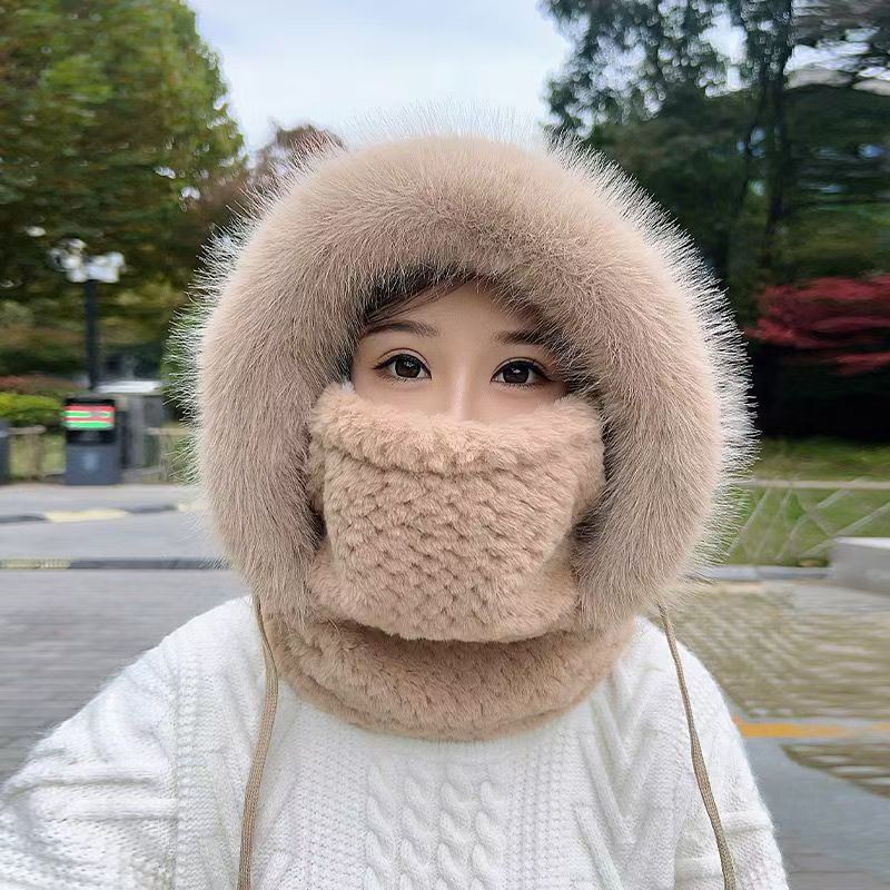 韩冬帽子女毛茸茸休闲百搭户外田园风保暖防风抗寒雷锋帽