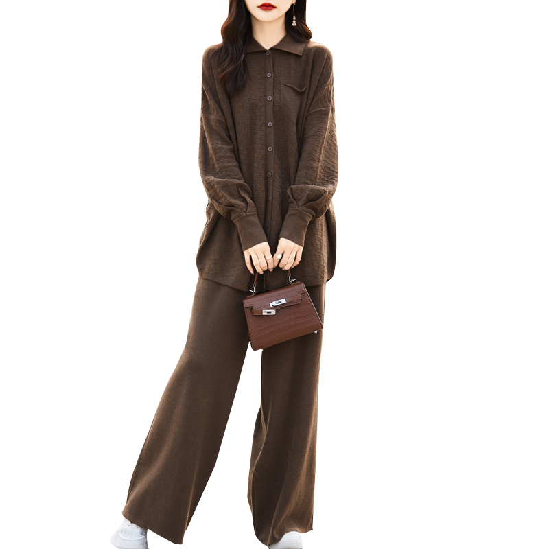 休闲风上衣开衫气质时尚套装长袖休闲慵懒风朋克风显瘦针织复古