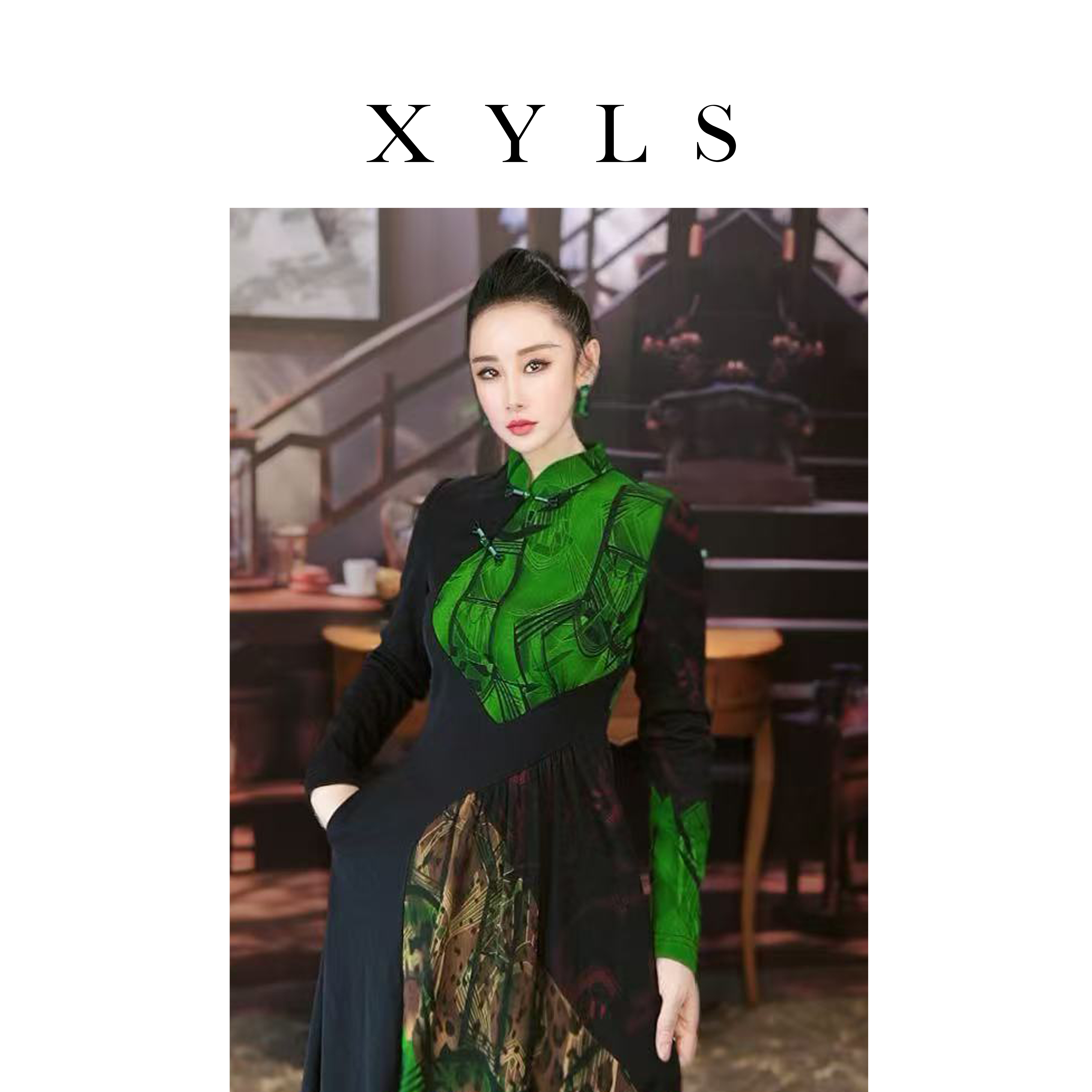 加绒弹力网纱连衣裙T006358