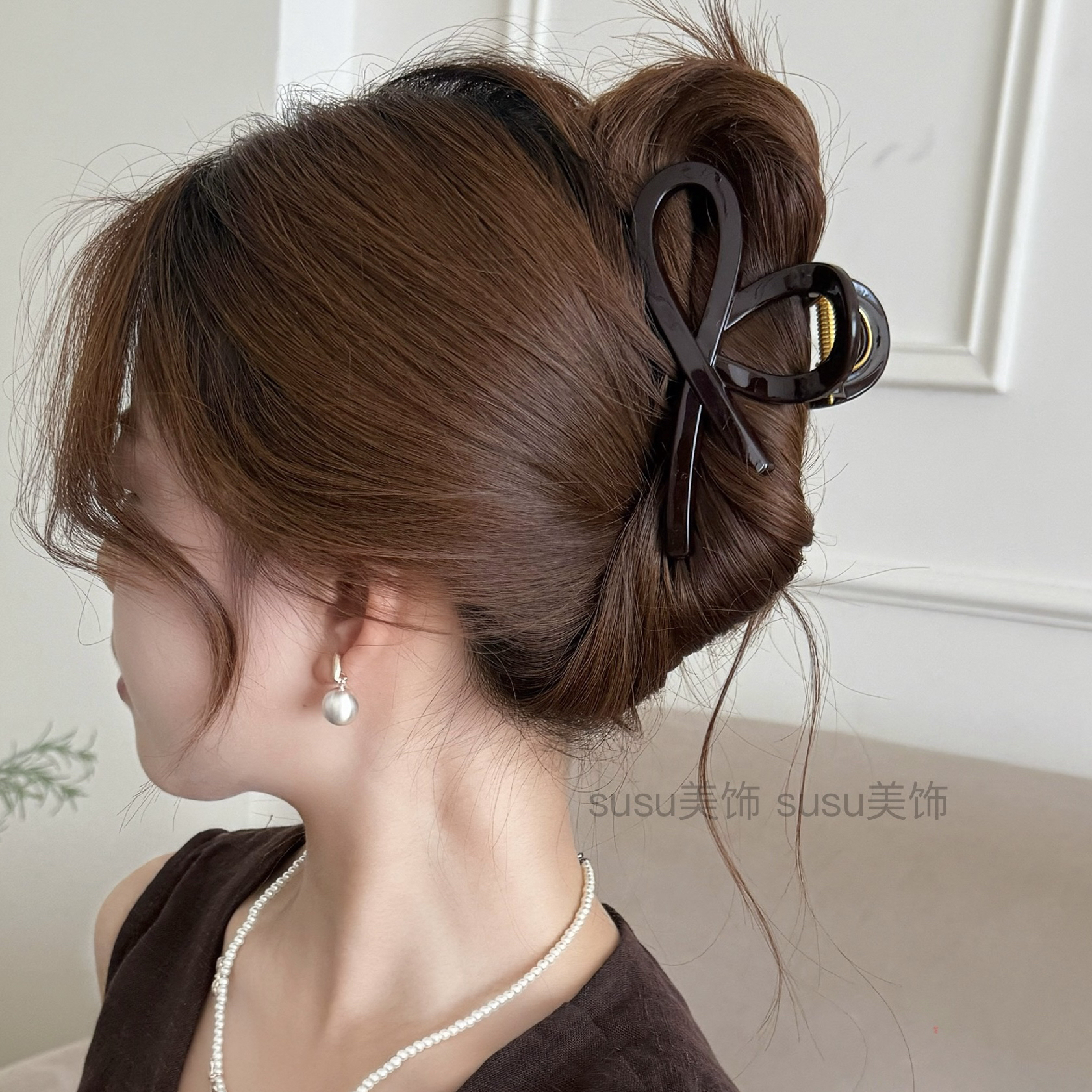 新款韩版飘带小众设计感抓夹鲨鱼夹全盘半扎百搭简约气质优雅时尚