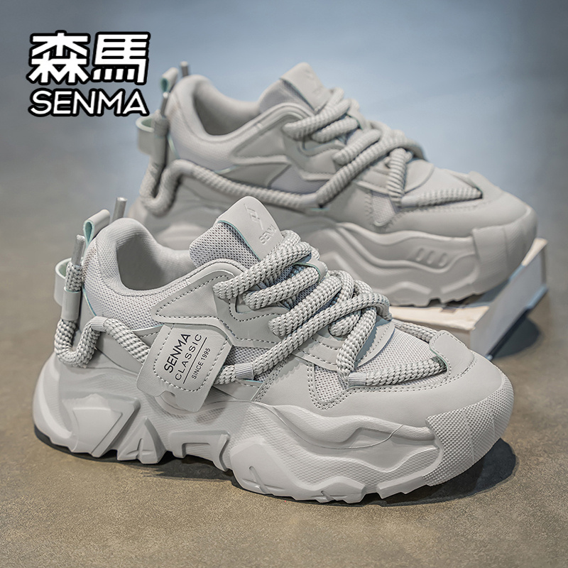 森马网红爆款男鞋冬季时尚百搭休闲男士运动跑步厚底增高老爹潮鞋