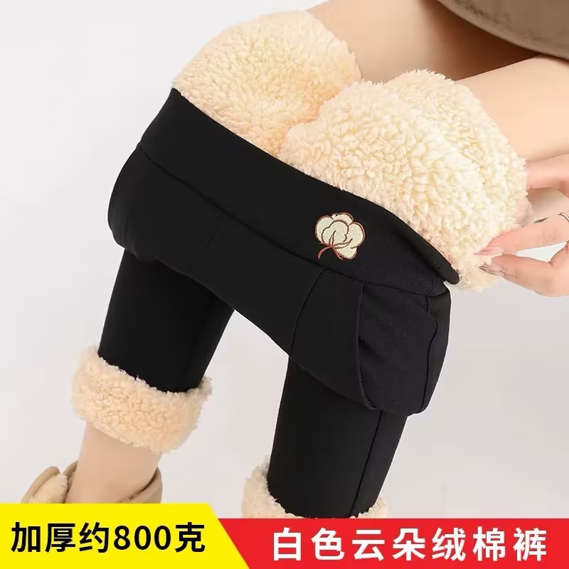 [近珈正品]-外穿女士云朵绒加厚保暖裤高腰高弹保暖过冬不臃肿