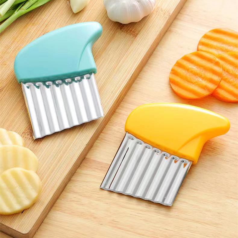 彩色波浪土豆刀不锈钢花式切片薯条切波纹刀家用多功能厨房切菜器