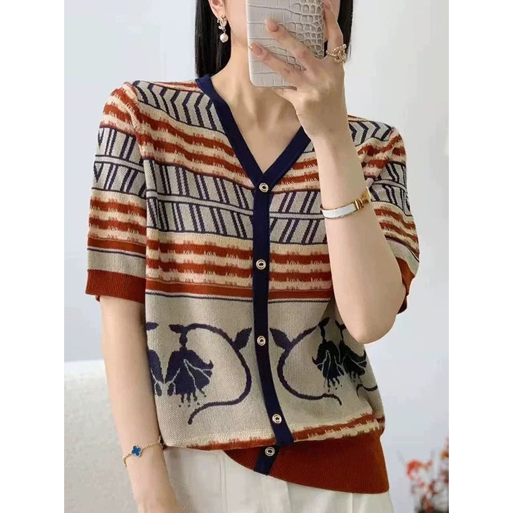 5112【100天丝莱赛尔】夏新品韩版薄款针织空调衫女士上衣