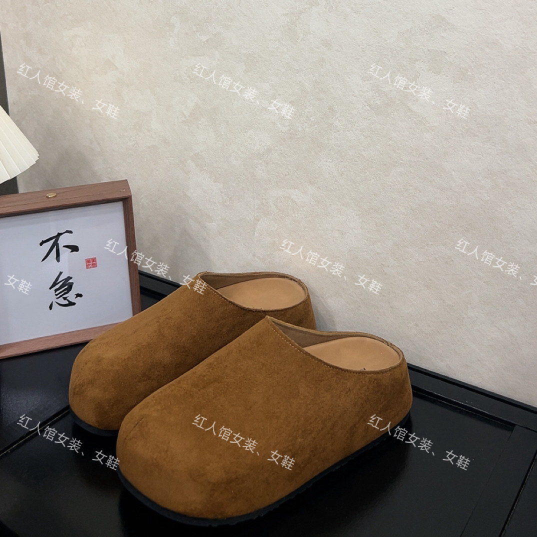 826定制百搭高级感显白咖色博肯厚底半拖鞋85