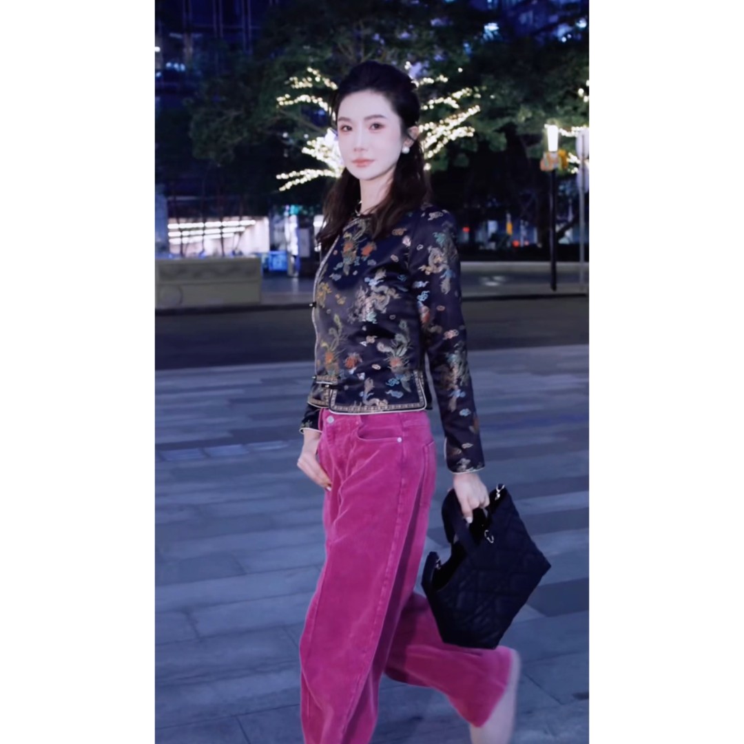 yiyiya.Guo艺艺吖【宝石裤】韩版百搭休闲竖坑条绒裤110045SS52