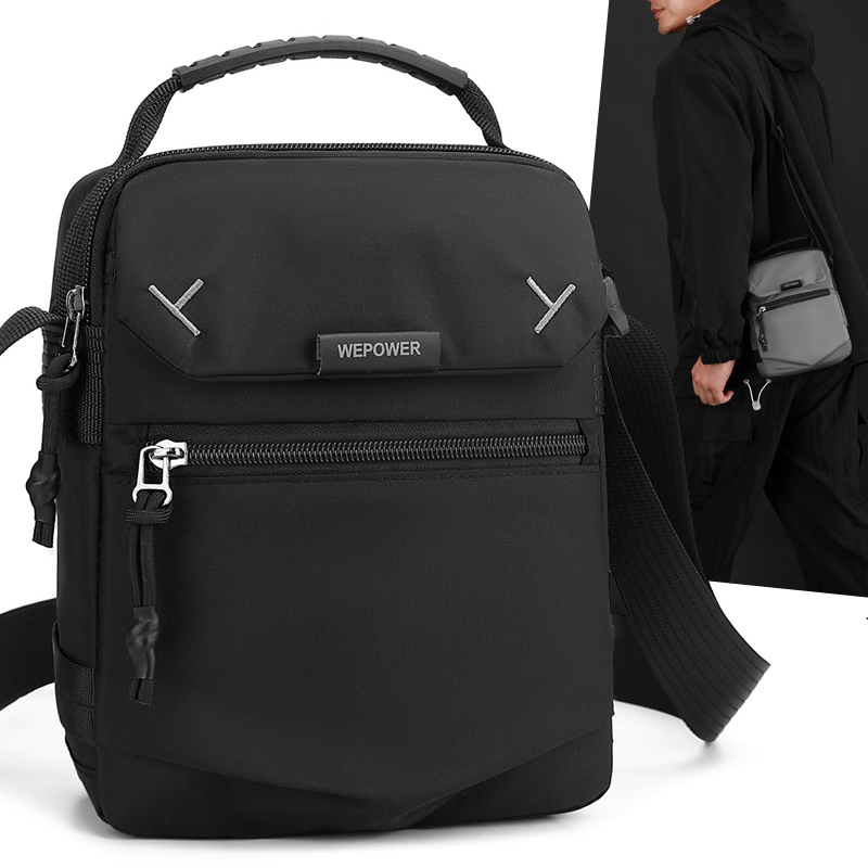 时尚男士单肩斜挎包休闲通勤潮流简约百搭男士包包牛津布轻便防水