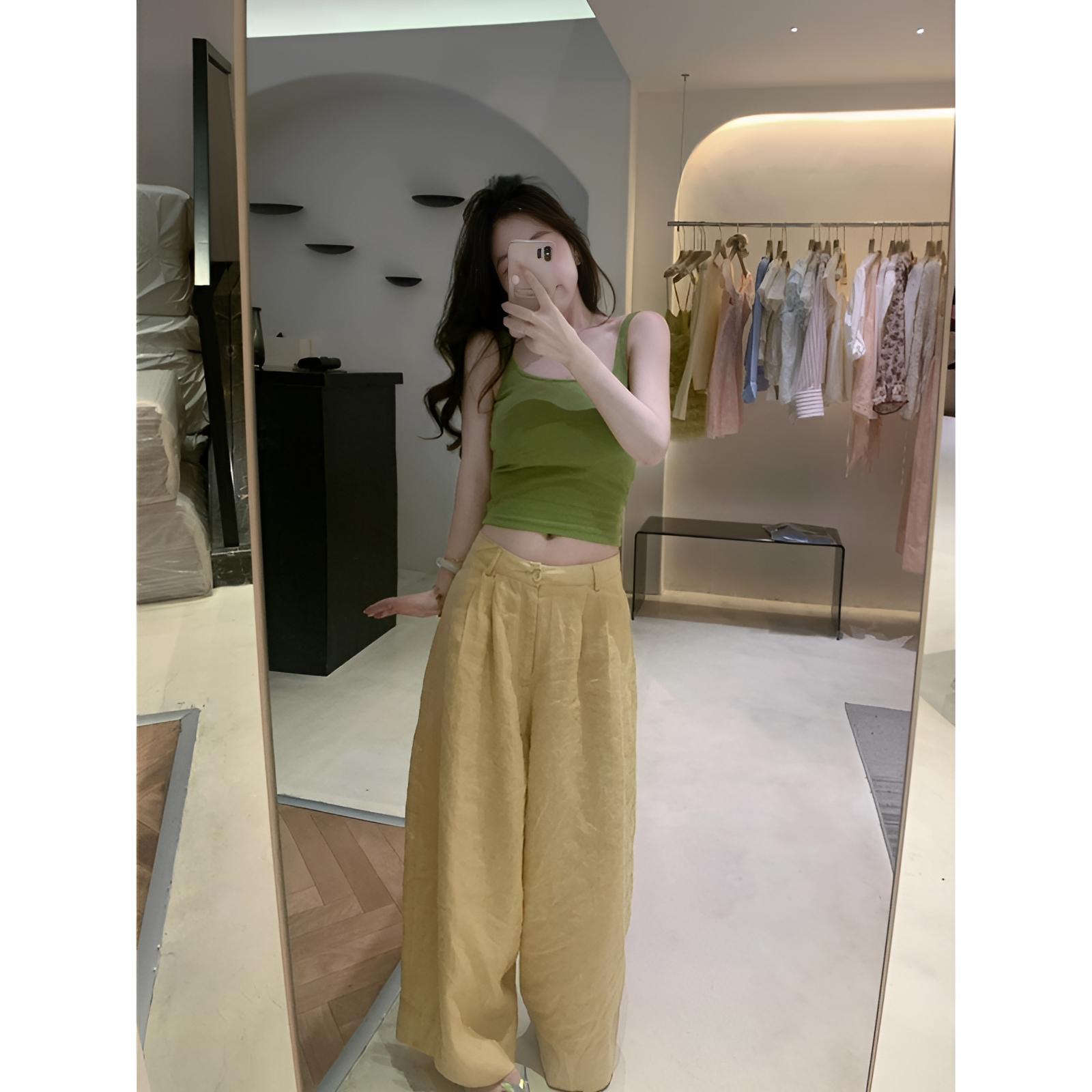 MARIE.COCO夏日清新极简风套装百搭修身吊带上衣高腰气质休闲裤