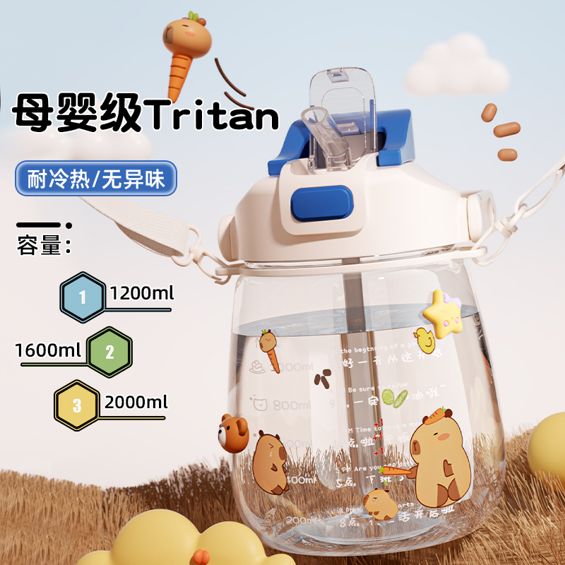 儿童大肚水杯吸管2025新季款大容量便携夏天上学专用食品级吨吨杯