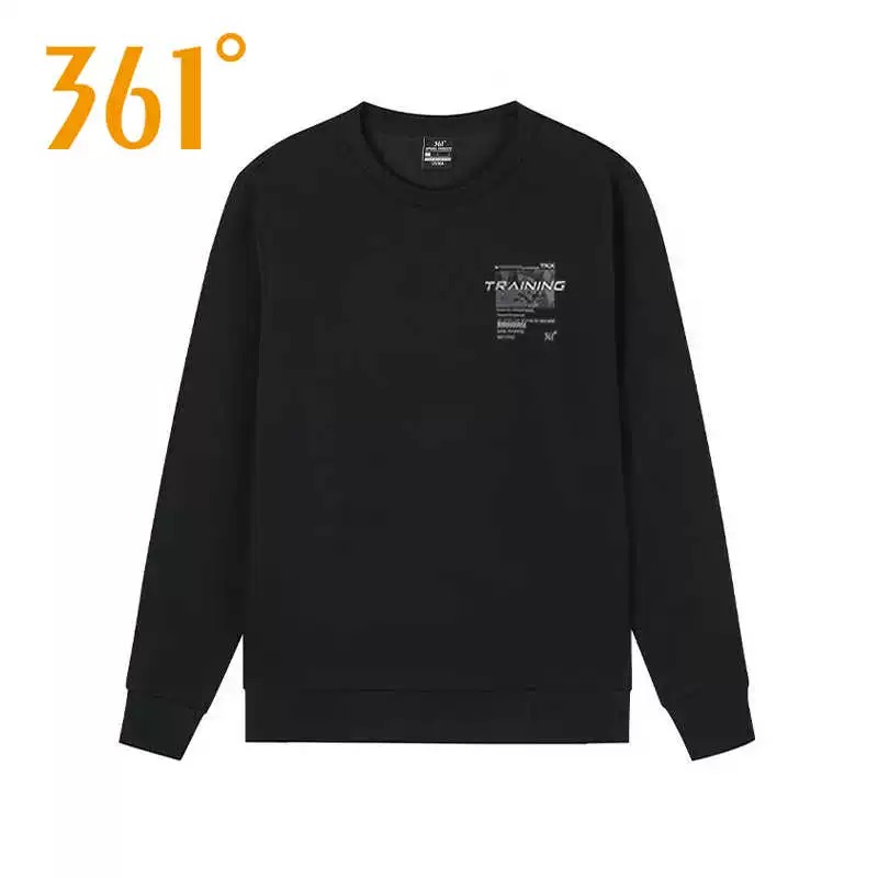 361度男士圆领套头卫衣2025秋季运动卫衣舒适宽松上衣打底衫男装