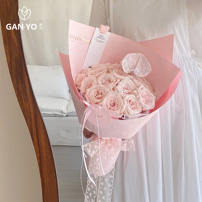 港与【七夕】原创暗影玫瑰特种纸 鲜花束包装纸花艺包花纸diy资材