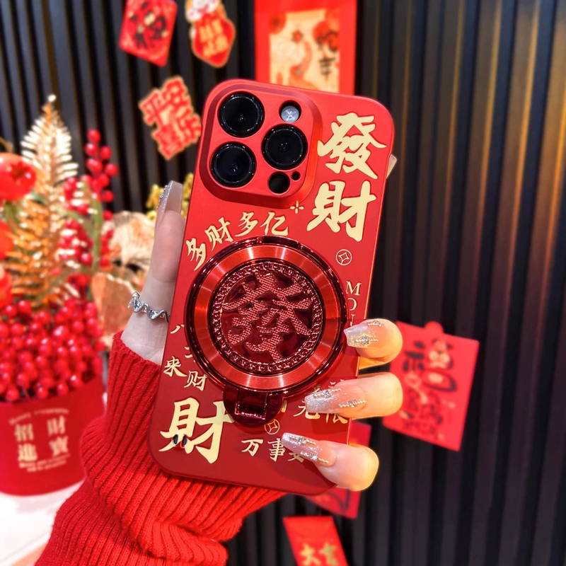 新年爆款發字圆盘横竖支架防摔适用iPhone华为oppo荣耀vivo手机壳